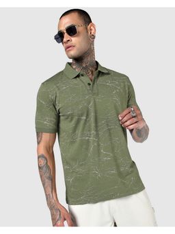 Bewakoof - Capulet Green All Over Printed Polo T-Shirt