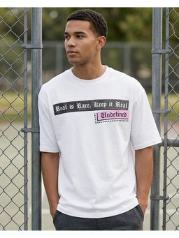 Bewakoof - White Undefined Typography Oversized T-Shirt