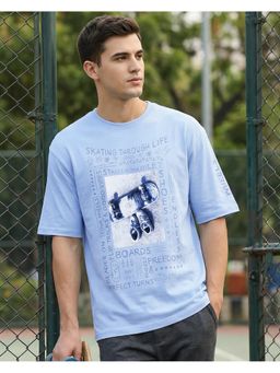Bewakoof - Windsurfer blue Street Born Graphic Printed Oversized T-Shirt