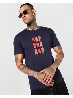 Bewakoof - Inking Blue Living Graphic Printed T-Shirt
