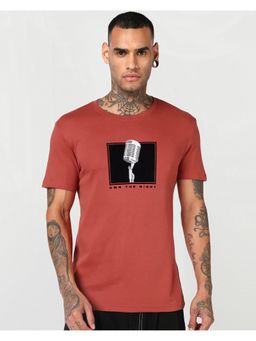 Bewakoof - Cinnabar Red Night Graphic Printed T-Shirt