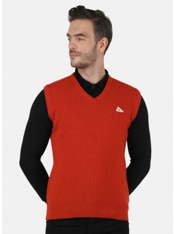 Monte Carlo - Orange Wool Blend V-Neck Sweater