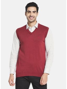 Monte Carlo - Maroon Wool Blend V-Neck Sweater