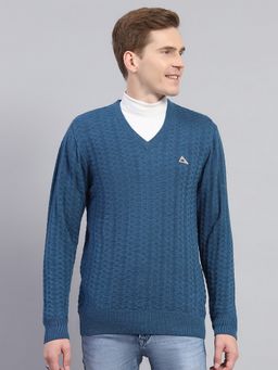 Monte Carlo - Blue Wool V-Neck Sweater