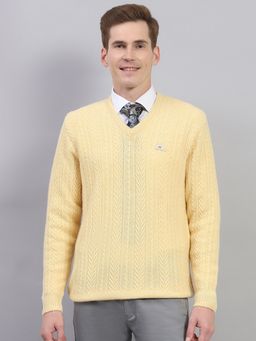 Monte Carlo - Yellow Wool Blend V-Neck Sweater