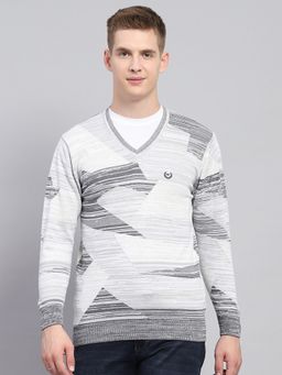 Monte Carlo - Grey Cotton V-Neck Sweater