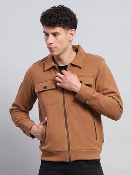 Rock.it - Brown Polyester Blend Solid Knitted Jacket