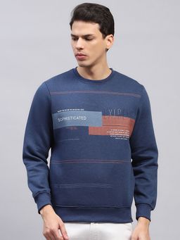 Monte Carlo - Full Sleeve Blue Cotton Blend Sweatshirt