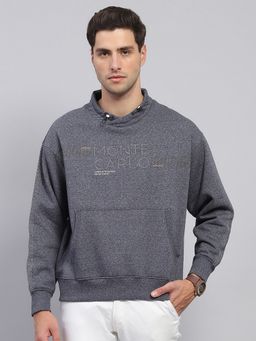 Monte Carlo - Full Sleeve Grey Cotton Blend Sweatshirt