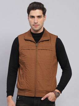 Monte Carlo - Brown Cotton Blend Solid Jacket