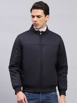Monte Carlo - Navy Blue Polyester Blend Solid Jacket