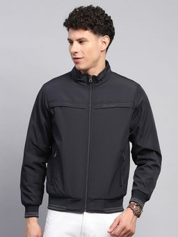 Monte Carlo - Navy Blue Polyester Blend Solid Jacket