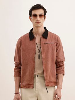 WROGN - Brown Regular Fit Zipper Denim Jacket