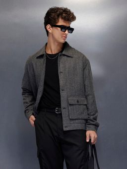 WROGN - Classic Grey Button-Down Textured Jacket