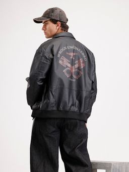WROGN - Black Classic Oversized Back Printed Jacket
