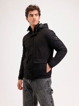 WROGN - Black Slim Fit Double Pocket Hooded Jacket