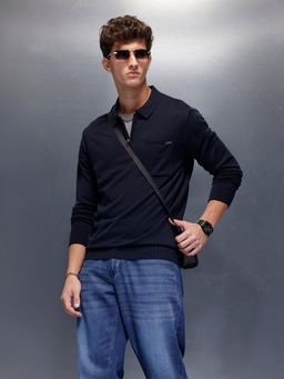 WROGN - Navy Blue Acrylic Solid Sweater
