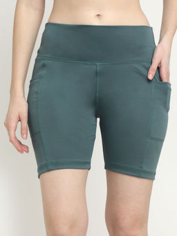 EVERDION - Teal High Waisted Side Pocket Cycling Shorts
