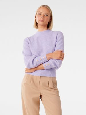 Chevron V-Neck Button Cuff Sweater main image 1