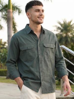 Buy Bewakoof Men's Grey Oversized Cargo Shirt