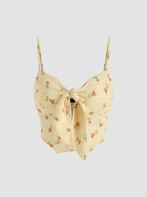 Cider Floral Front Knotted Cami Top