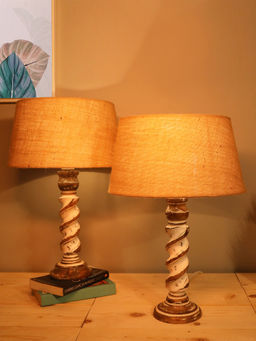 Homesake - Rustic Table Lamp 2Pcs Rope Whitewash Jute