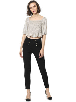 ONLY - Women Textured Gold Crop Top
