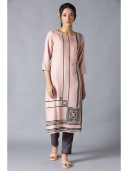 W - Pink Printed Kurta