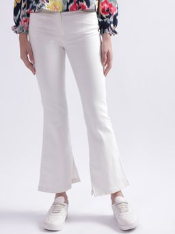 ELLE - Women White Solid Flared Fit Jeans