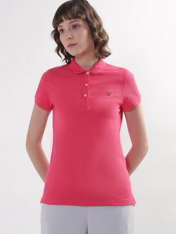 GANT - Women Red Solid Polo T-Shirt