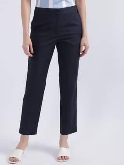 GANT - Women Blue Solid Slim Fit Trousers