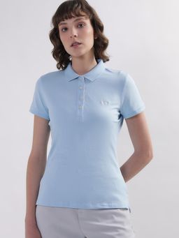 GANT - Women Blue Solid Polo T-Shirt