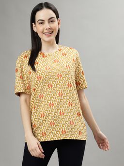 GANT - Women Printed Round Neck Short Sleeves T-Shirt