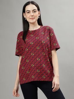 GANT - Women Printed Round Neck Short Sleeves T-Shirt