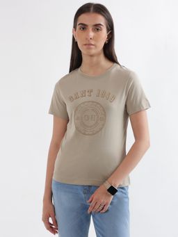 GANT - Women Beige Printed Round Neck T-Shirt