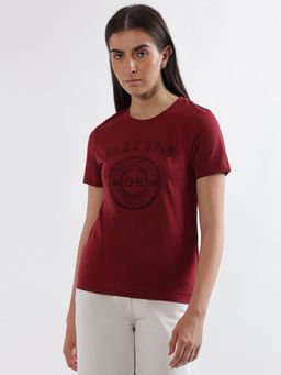 GANT - Women Red Printed Neck T-Shirt