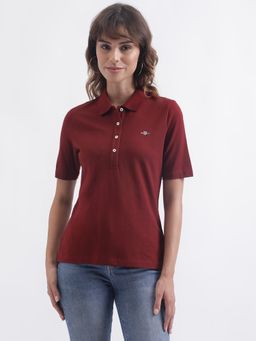 GANT - Women Solid Short Sleeves Collar Polo T-Shirt