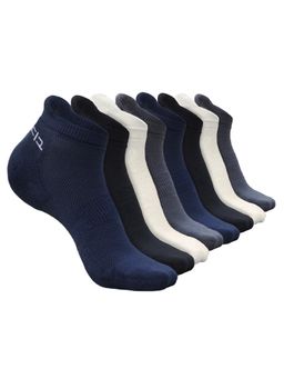 Heelium - Bamboo Ankle Socks-FreeSize UK7-11,8 Pairs,NBlue,Grey,Black,White,Anti dour (Pack of 8)