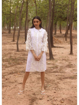 Couche - White Button Down Swish Dress