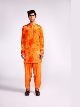 ISHA GUPTA TAYAL - Orange Floral Printed Kurta