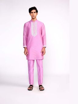 ISHA GUPTA TAYAL - Purple Embroidered Silk Kurta and Pant Set