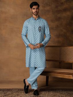ISHA GUPTA TAYAL - Powder Blue Booti Print Kurta and Pant Set