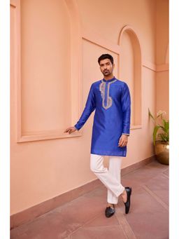 ISHA GUPTA TAYAL - Blue Dori and Hand Embroidered Silk Kurta