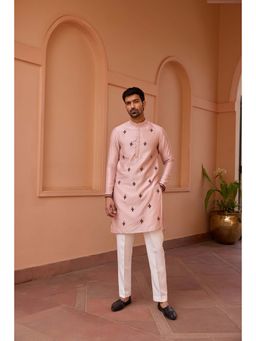 ISHA GUPTA TAYAL - Dusty Pink Dori and Hand Embroidered Kurta and Pant Set