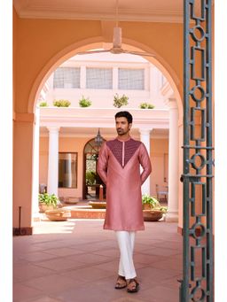 ISHA GUPTA TAYAL - Cameo Pink Dori and Hand Embroidered Kurta and Pant Set