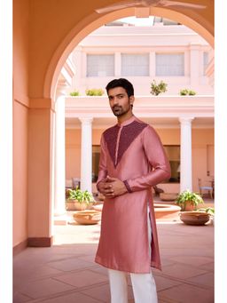 ISHA GUPTA TAYAL - Cameo Pink Dori and Hand Embroidered Kurta