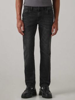 Mufti - Charcoal Cotton Blend Mid Waist Slim Leg Solid Jeans