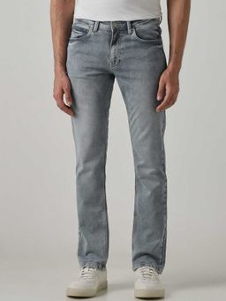 Mufti - Grey Cotton Blend Mid Waist Slim Leg Solid Jeans