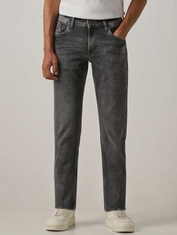 Mufti - Charcoal Cotton Blend Mid Waist Slim Leg Solid Jeans
