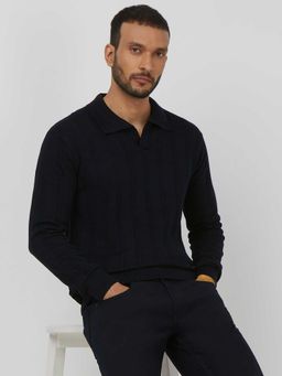 Mufti - Cotton Full Sleeves Collar Neck Stripes Polo T-Shirt